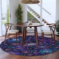 thumbnail image 3 of Round Rug 7Ft Washable Non-Slip, Abstract Flower Circle Area Rugs for Living Room Bedroom, Blue Purple Stars Sky Floral Leaf Indoor Floor Mats Carpet Runner for Home Decor Aesthetic, 3 of 8