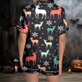 thumbnail image 1 of Kelon Ensembles de Pyjama pour Femmes Liquidation Pyjamas en Dentelle pour Femmes Pyjamas pour Femmes Motif Imprimé Pyjamas Mignons Bouton Haut à Manches Courtes Ensemble de Shorts, 1 of 7