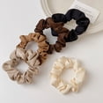 thumbnail image 4 of PEAKIN Satin Hair Scrunchies for Women - Softer than Silk, Stylish Hair Accessories, Satin Scrunchie, Black, Brown, Off-white, Dark brown, Camel, 5 color, 10 pcs, 4 of 6