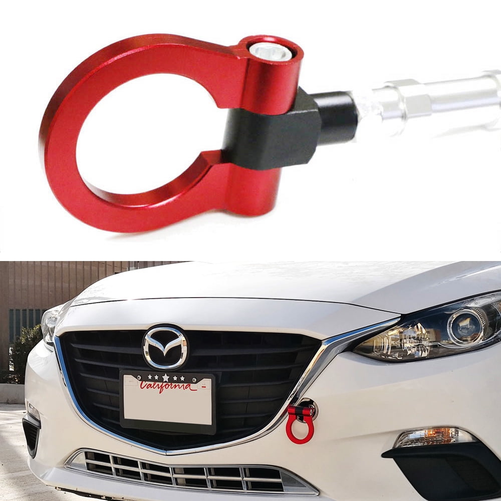 iJDMTOY Red Track Racing Style Tow Hook Ring For 2014up Mazda3 Mazda6