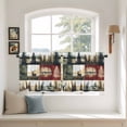 thumbnail image 3 of Forest Reindeer Tier Curtains, Country Rustic Green Red Patchwork Light Filtering Kitchen Curtains, 2Pcs Rod Pocket Half Window Treatments Panels for Sink Cafe Cabinet Camper 27.5x36 Inches, 3 of 9
