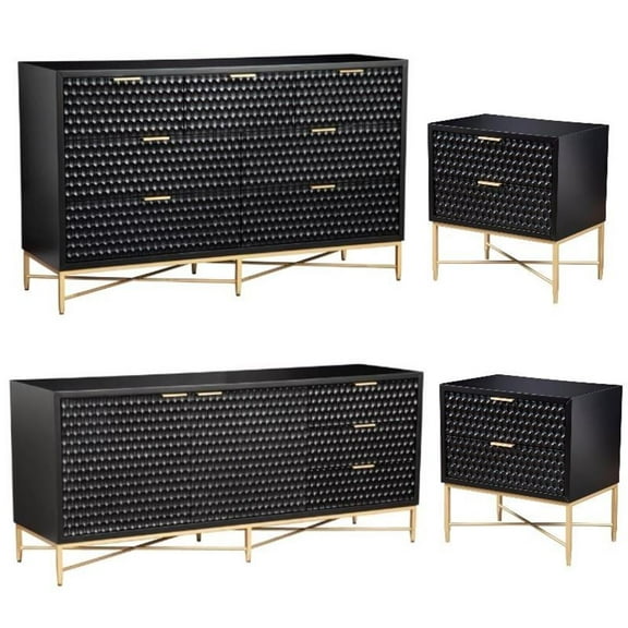 Home Square 4-Piece Set with 7 Drawer Dresser & 2 Nightstands & TV Console