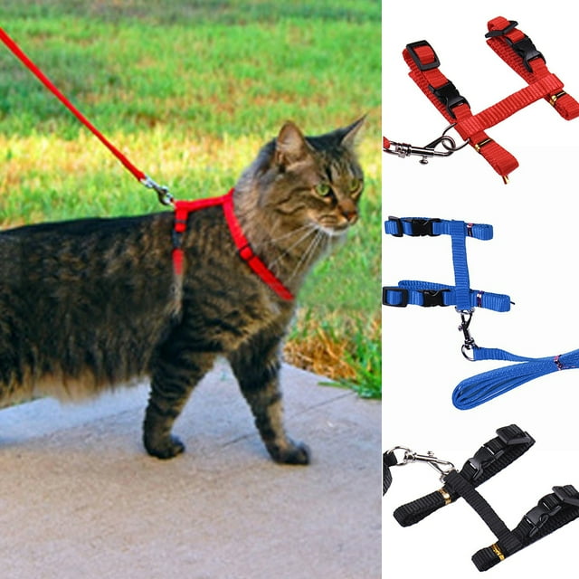 Flmtop Pet Cat Rabbit Walking Training Soft Straps Harness Leash Traction Belt Tool Pink