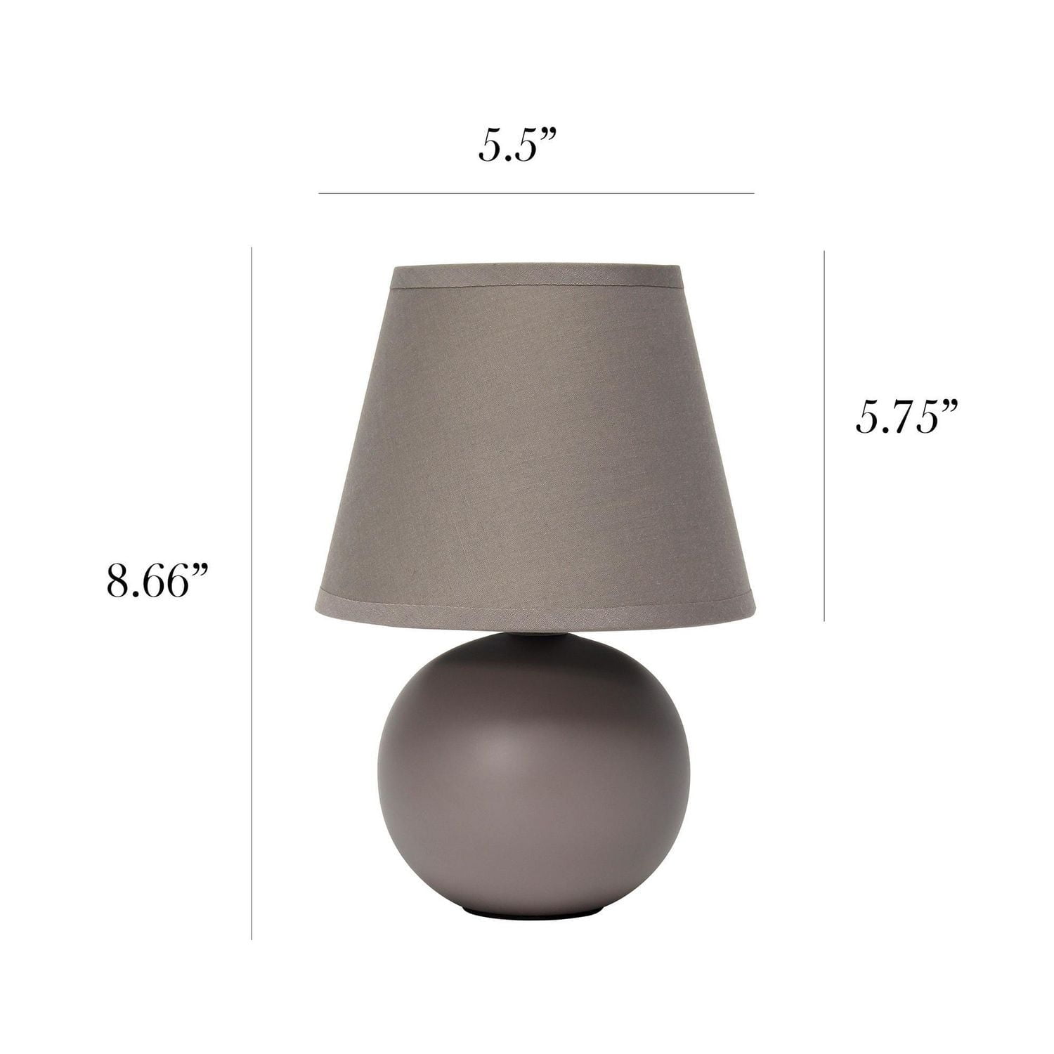 Simples Conceptions Mini globe en céramique Lampe de table, gris