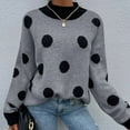 thumbnail image 7 of Sweaters for Women Casual Crew Neck Polka Dot Long-Sleeved Pullover Fall Outerwear,Grey,XL, 7 of 7