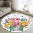 thumbnail image 5 of Rectangle Rug 4ft Area Rug, Watercolor Flowers in Vase Area Rugs for Living Room Bedroom, Lavender Daisy Butterflies Floor Mat Non-Slip Non-Shedding Carpet Indoor Accent Rugs, 5 of 9