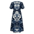 thumbnail image 5 of Women's Summer Casual Dresses Plus Size Round Neck Zipper Floral Print Dress, 5 of 7