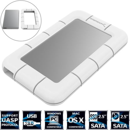 Sabrent USB 3.0 to SSD / 2.5-Inch SATA External Shockproof Aluminum Hard Drive Enclosure [Support UASP SATA III] White