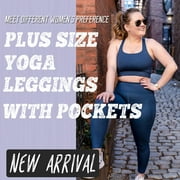 Nausy Womens High Waist Yoga Pants with Pockets Plus Size Leggings Tummy Control Workout Yoga Leggings Black