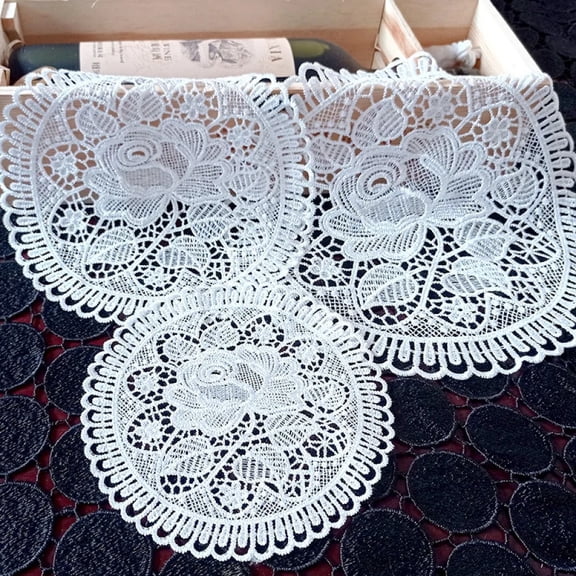 20/30/40cm Flower Embroidery Hollow Out Lace Placemat Heat Resistant Pad Cup Coaster Wedding Party Home Decor