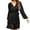 Black, variant on BangWanChi Black Dresses for Women Women's Fashion Solid Color Sequin Lantern Sleeve V-Neck Belt Sequin Dress Long Sleeve V-Neck Dresses