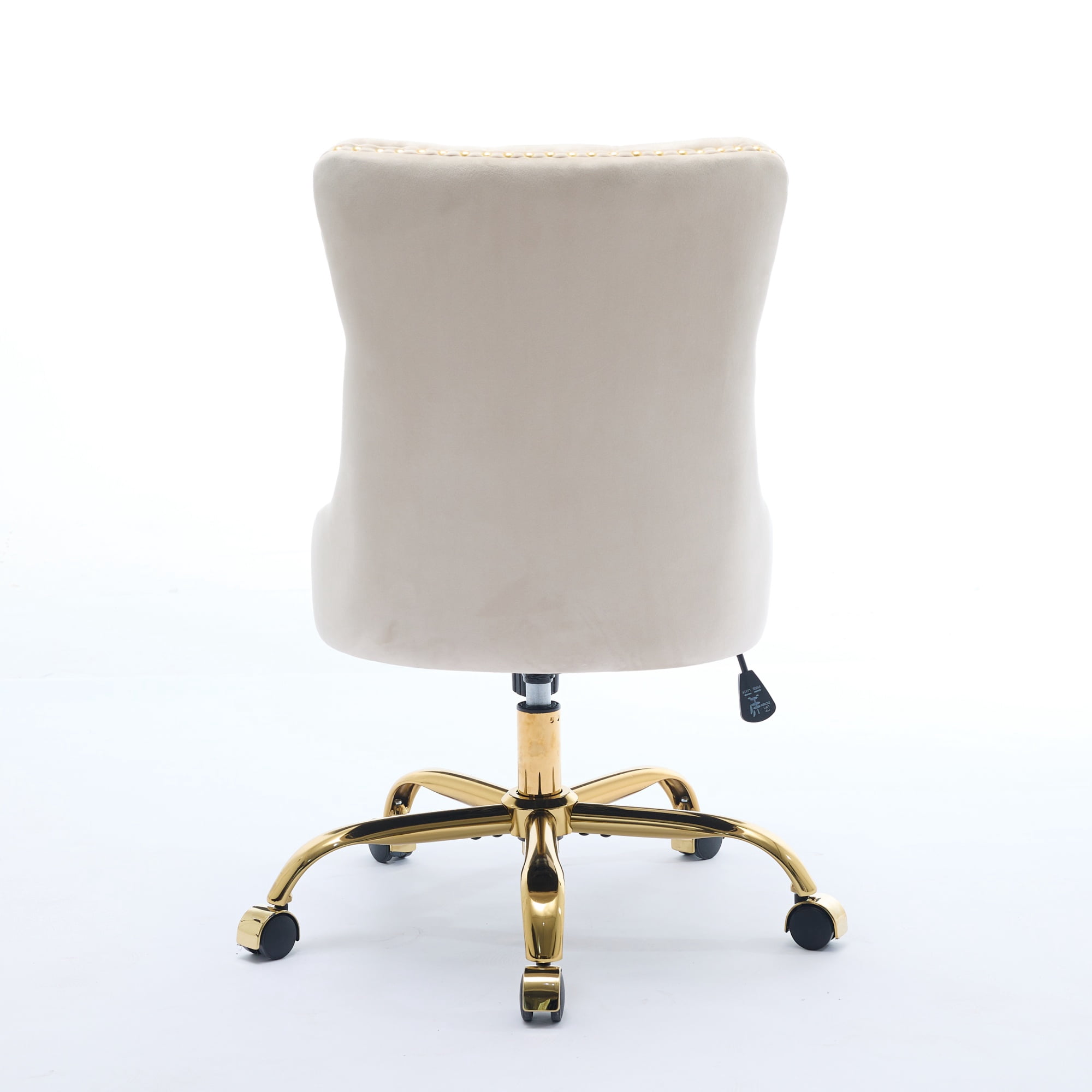 Furniture Office Chair, Modern Velvet Upholstered Tufted Button Home Office Chair with Golden Metal Base,Adjustable Desk Chair Swivel Office Chair (Beige)