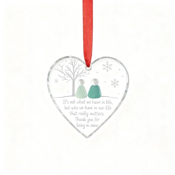 Cheapark Heart-Shaped Sea Glass Friendship Decor, Keepsake Heart Ornament, Frosted Coastal Design, Sentimental Gift For Christmas Tree