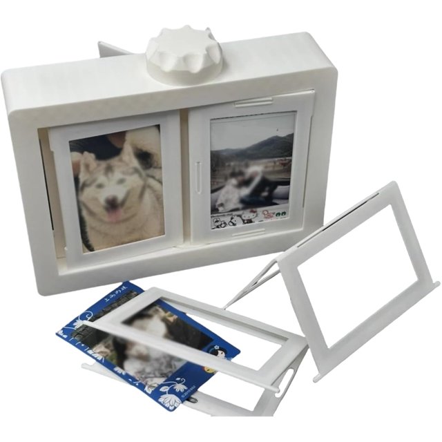 Photo Rotating Page-Turning Ornaments, 12-Slot Rotating Photo Album, Personalized Picture Flip Book Frame, Table Decoration Creative for Friends, Couple (White)