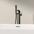 thumbnail image 3 of Logmey Matte Black Freestanding Bathtub Faucet Floor Mounted Single Handle with Handheld Shower, 3 of 12