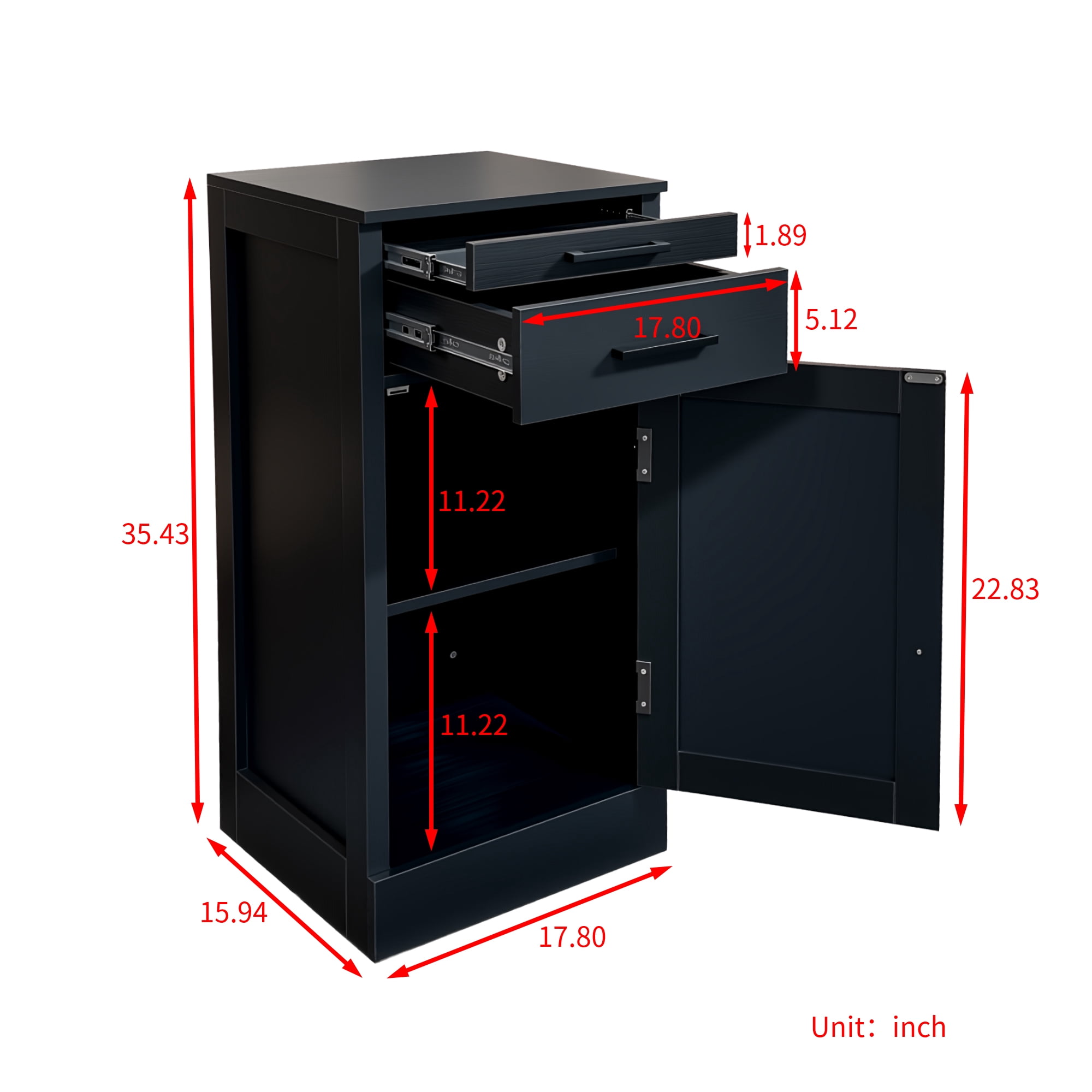Wine Bar Cabinet Storage Hutch with Drawer Open Shelf for Dining Room, Black