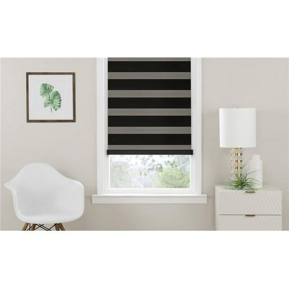 Achim  48 x 72 in. Cordless Celestial Room Darkening Double Layered Shade - Black