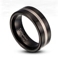 thumbnail image 2 of 8MM Black Tungsten Carbide Silver or Gold Striped Comfort Fit Ring Size 8-14 Half Size Available, 2 of 4