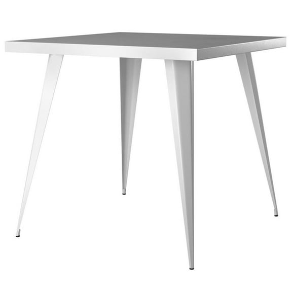 Pemberly Row Metal Dining Table with Metal Legs in White