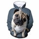 thumbnail image 3 of Sudadera con capucha con estampado 3D de perro Pug feo y divertido para hombre, sudaderas casuales de manga larga, sudaderas con capucha de cuello redondo, abrigos de otoño, 3 of 5