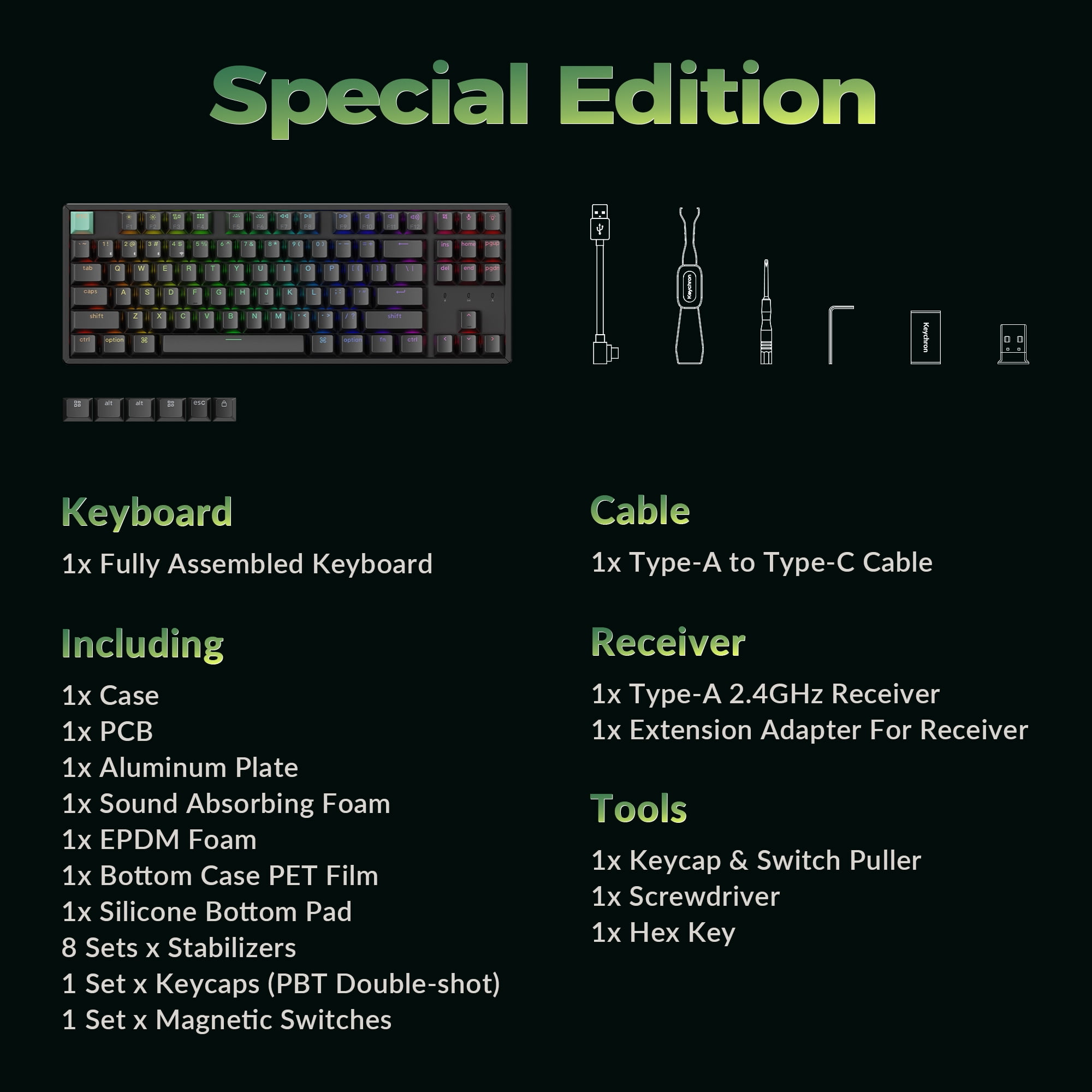 Keychron K8 HE TKL Wireless RGB Magnetic Switch Keyboard, Rapid Trigger, QMK, 2.4G/BT, Standard Black