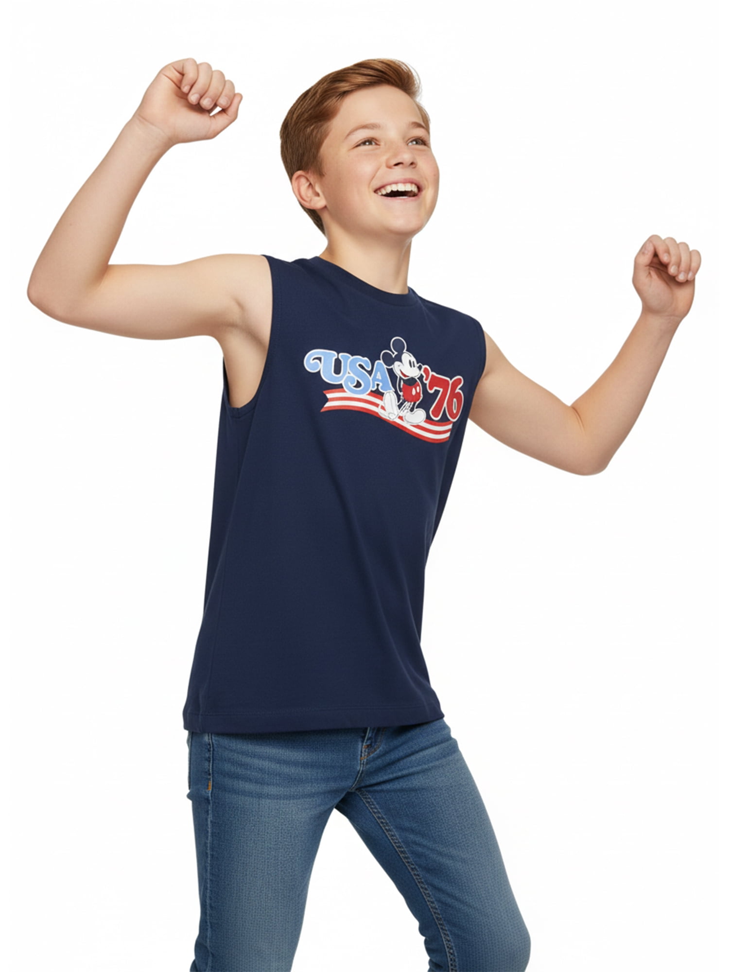 Disney Mickey Mouse Boys USA 76 Muscle Tank Top, Sizes 4-20