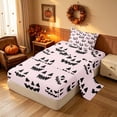 thumbnail image 2 of Homewish Pumpkin Lantern Twin Sheets for Girls, Happy Halloween Theme Bedding, Pink Black, 3 Pieces (1 Flat Sheet, 1 Fitted Sheet and 1 Pillowcase), 2 of 6