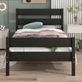 thumbnail image 2 of BTMWAY Twin Size Bed Frame, Modern Wood Platform Bed with Headboard and Footboard, Strong Wooden Slats Support, Heavy Duty Single Bed Frame, No Box Spring Needed, Espresso, 2 of 10