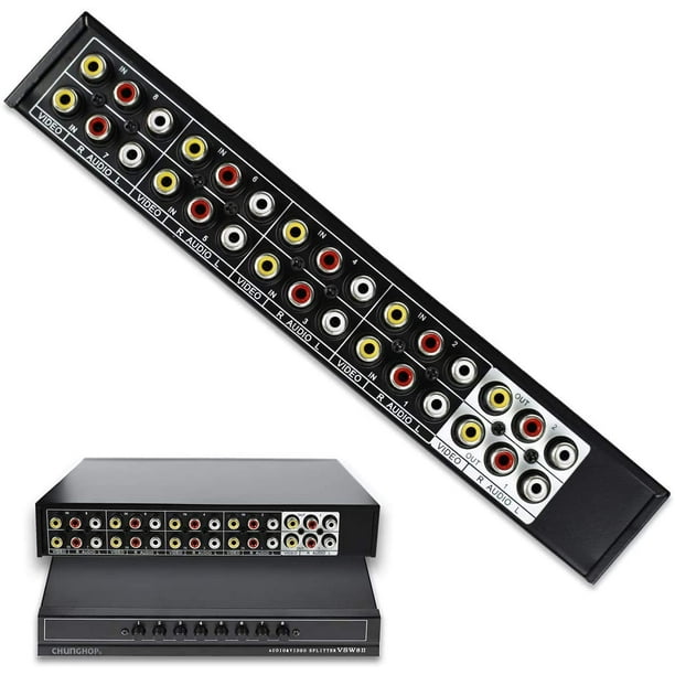CHUNGHOP 8 in 2 Out 8 Way Composite AV Switcher 3 RCA Video L/R Audio Switch Box Selector 8 in 1 Out 8x2 HDTV LCD DVD