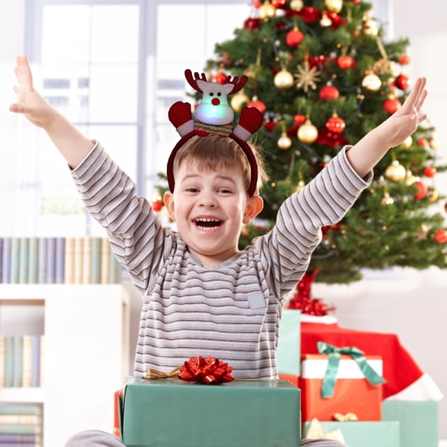 Fiudx Diadema Navideña Luminosa con Diseño de Papá Noel, Muñeco de Nieve, Ciervo y Oso, Efecto de Iluminación Suave, Accesorio para Fiestas, Decoración para Celebraciones Navideñas, Ajuste Cómodo, Ta