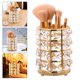 thumbnail image 2 of Porta brochas de maquillaje con encaje hueco de cristal, ideal para el hogar (tamaño grande, dorado), 2 of 7