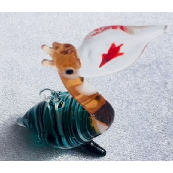 Hanging Pelican With Gold Fish In Its Beak Glass Ornament