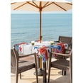 thumbnail image 3 of Outdoor Tablecloth with Umbrella Hole for Patio/Picnic/Party/Camping, 4th of July Waterproof Table Cloth Square Cover Washable, Red Blue Independence Day Floral Star Vintage (54"x 54"), 3 of 9