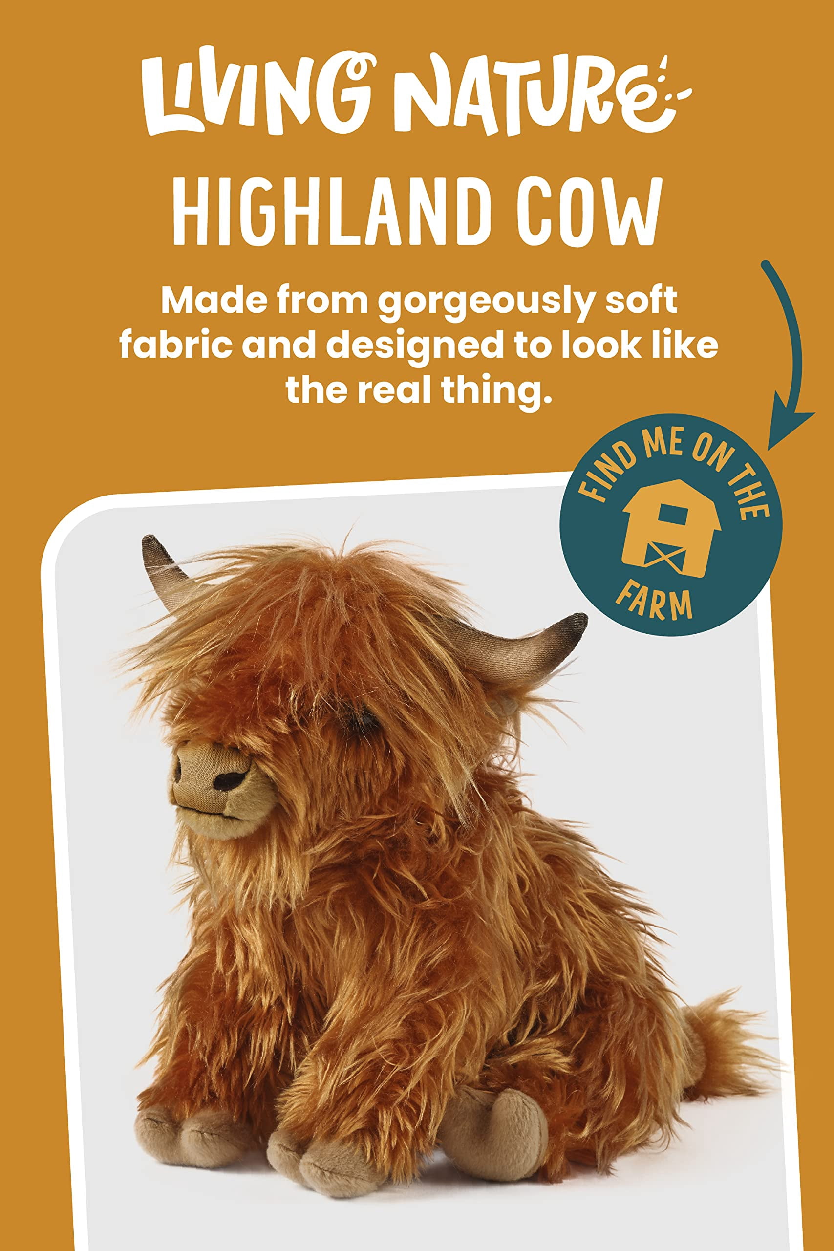Living Nature 12" Plush Highland Cow Large Plush Animal