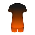 thumbnail image 4 of Viluyesy Printed Tops Elastic Waist Short Pants Sets Womens V-Neck T-Shirt and Shorts 2PC Pocket Fashionable Shirt and Shorts Sets Two PC Orange Size 2XL, 4 of 6