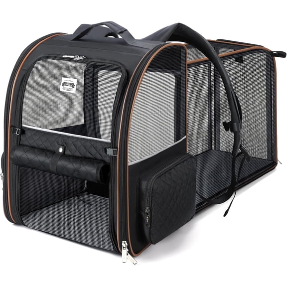Lekebobor Large Cat Backpack Carrier Expandable Pet Carrier Backpack for Small Dogs Medium Cats Fit Up to 18 Lbs, Dog Backpack Carrier, Foldable Puppy Backpack Carrier for Travel, Hiking,Grey