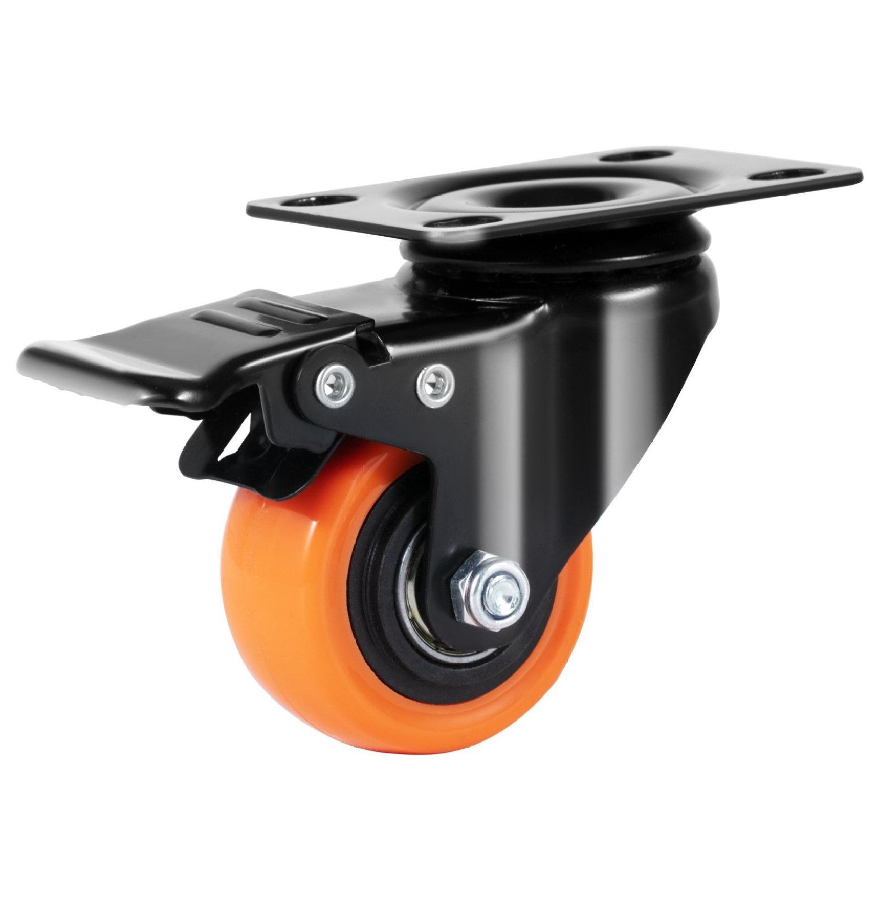 Caster Wheels 2 Inch - Set of 4 Swivel Plate Casters, 150lbs Capacity, Dual Locking, No Noise PVC Wheels for Furniture, Carts & Workbenches