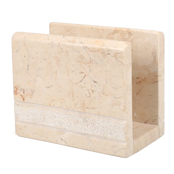 Creative Home Hand Carved Collection 4.5" Champagne Marble Napkin Holder
