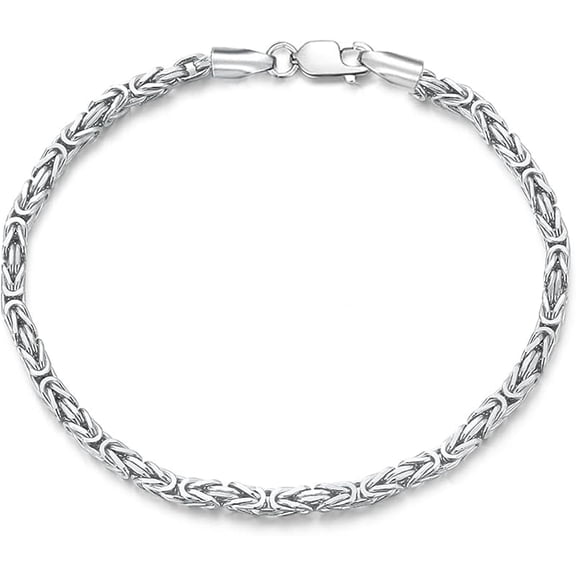 DVEATR Solid 925 Sterling Silver 2.4MM/3.5MM Byzantine Chain Bracelet for Men Women,with Lobster Claw Clasp,Made in Italy 6.5/7/7.5/8 Inch