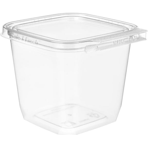 EcoQuality 24oz Square Clear Plastic Clamshell Food Storage Container with Tamper Resistant Lids (20)