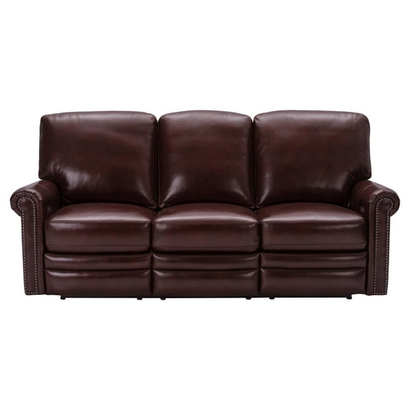 Home Meridian Grant Leather Power Reclining Sofa in Deep Merlot Red