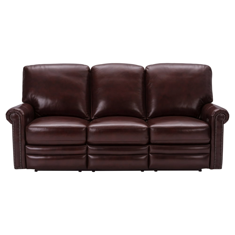 Home Meridian Grant Leather Power Reclining Sofa in Deep Merlot Red