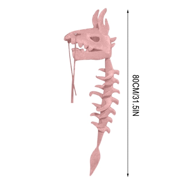 Capuche Squelette de Dinosaure Réaliste avec Cornes, Bouche Ouverte et Queue en Forme de Colonne Vertébrale pour Jeu de Rôle