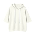 thumbnail image 3 of FchengtaiS Oversized Hoodies for Women Casual 3/4 Sleeve Drawstring Sweatshirts Fall Loose Pullover Tops, 3 of 6