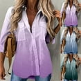 thumbnail image 5 of yoeyez Summer Tops for Women 2024 Lapel V Neck Shirts For Women With Pockets Long Sleeve Tops Open Front Button Down Blouses Light Thin Gradient Tunic, 5 of 6