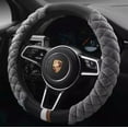 thumbnail image 1 of Luxurious Soft Plush Winter Steering Wheel Cover with Universal Size 15 Inches, Grey, 1 of 4