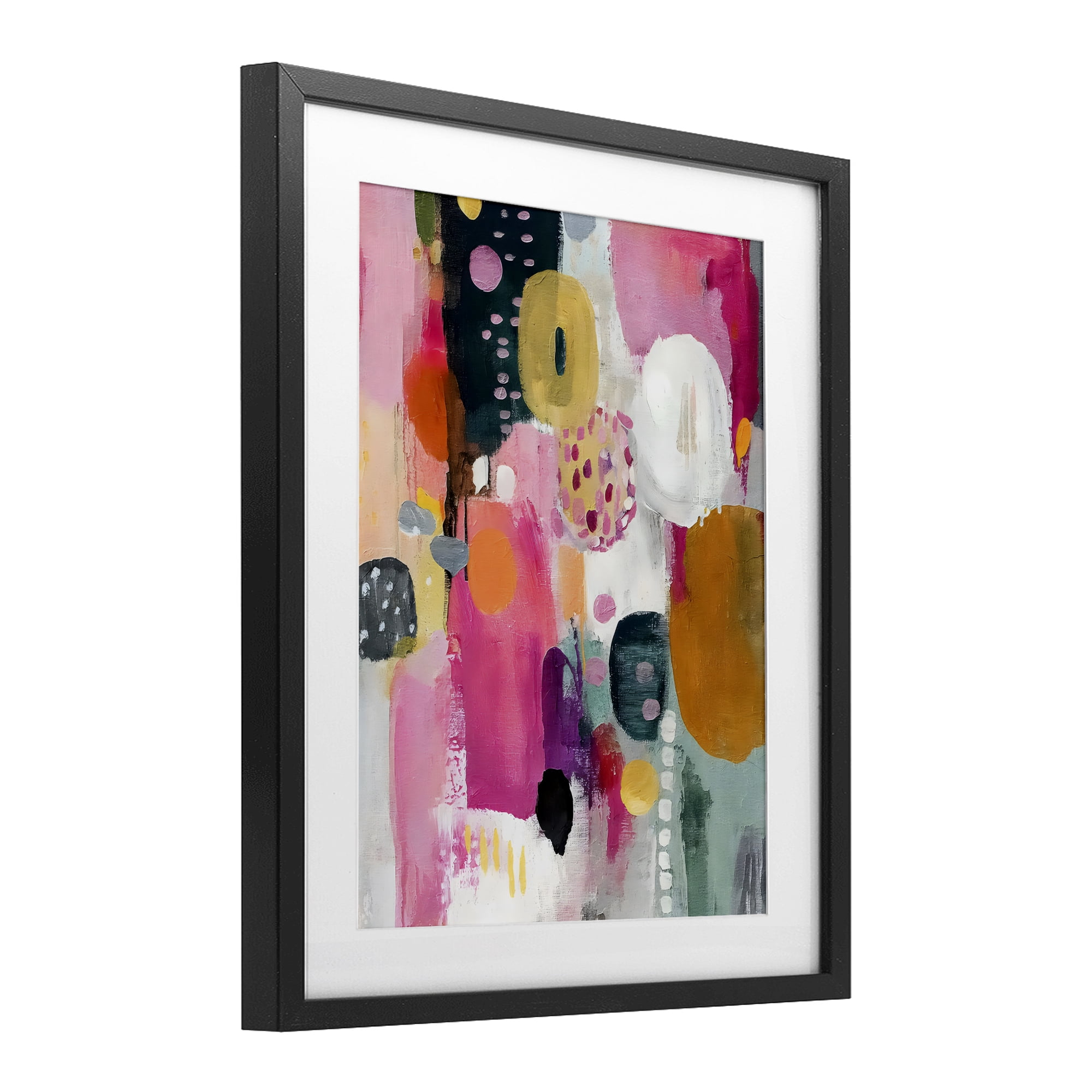 Stupell Industries Abstract Blooms Cascade Black Framed Print Under Glass, design by Riley B