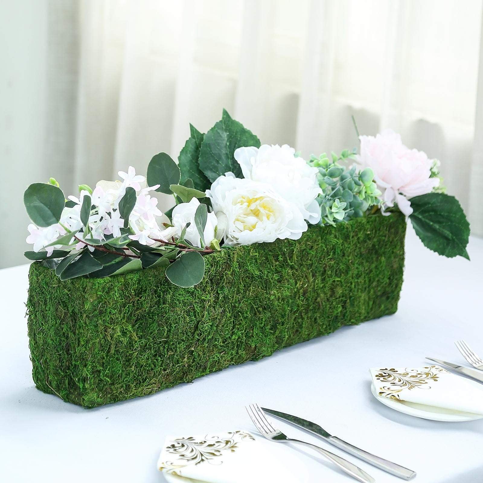 GREEN BROWN 2 Natural Moss Round Planter Boxes Wedding Party Event Supplies Sale 