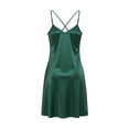 thumbnail image 5 of Aimik Women's Satin Thin Strap Nightgown Summer Dark Green Mini Sleep Dress Silky Smooth Bedroom Lounge Slip Dress, 5 of 5