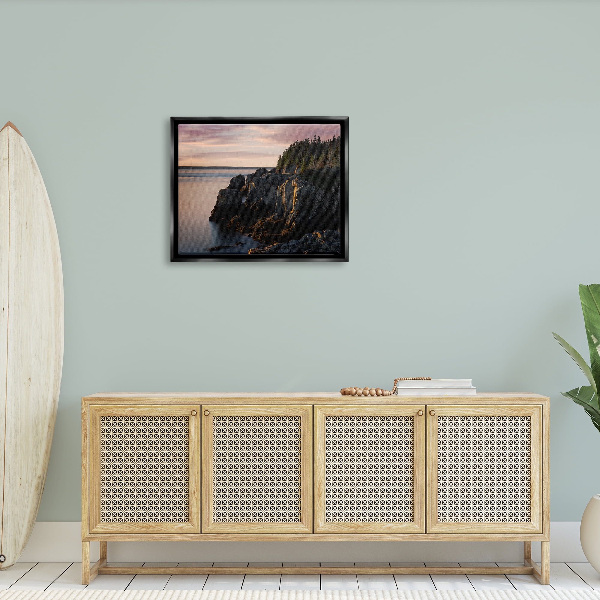 Stupell Rocky Cliff Seaside Nature Landscape Photography Black Floater Framed Art Print Wall Art